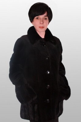 Куртка из щипано-стриженой Нутрии, отделка: Ондатра