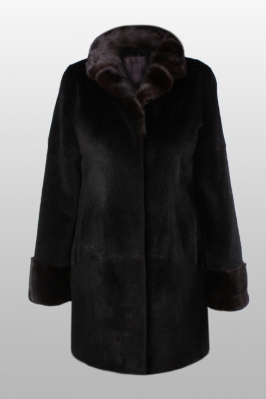 Куртка из щипано-стриженой Нутрии, отделка: Норка